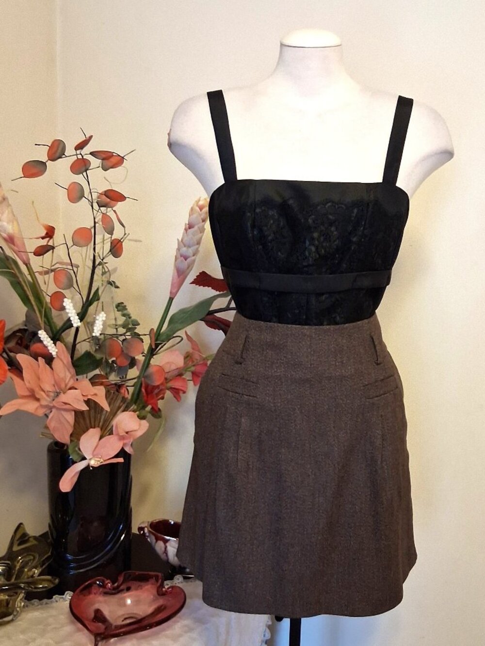 NWOT MEXX Metropolitan High-End Construction Pockets Design Brown Lined Skirt 38